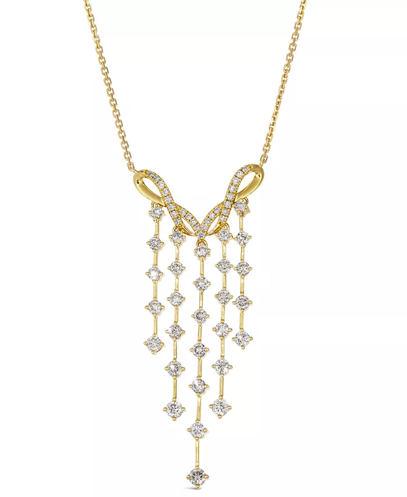 Nude Diamond Dangling Adjustable 19" Statement Necklace (1-1/4 Ct. T.W.) in 14K Rose Gold