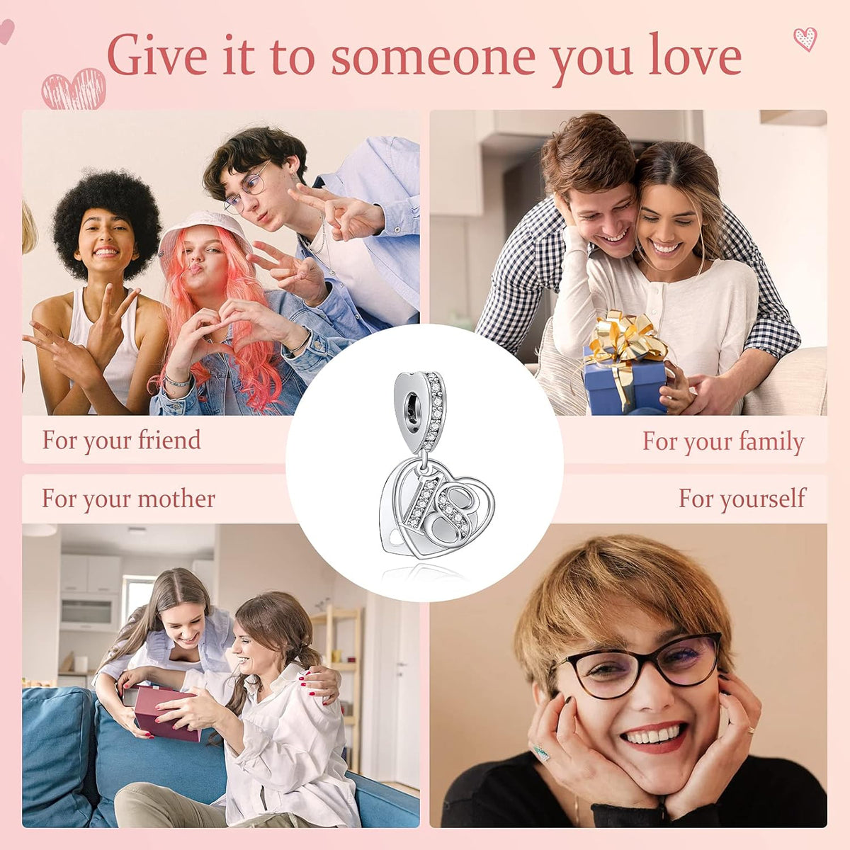 16 18 21 30 40 50 60 Years of Love Dangle Charms for Charms Bracelets, Forever & Always 925 Sterling Silver Cubic Zirconia Bead Pendant, Happy Birthday Jewelry Gifts for Women