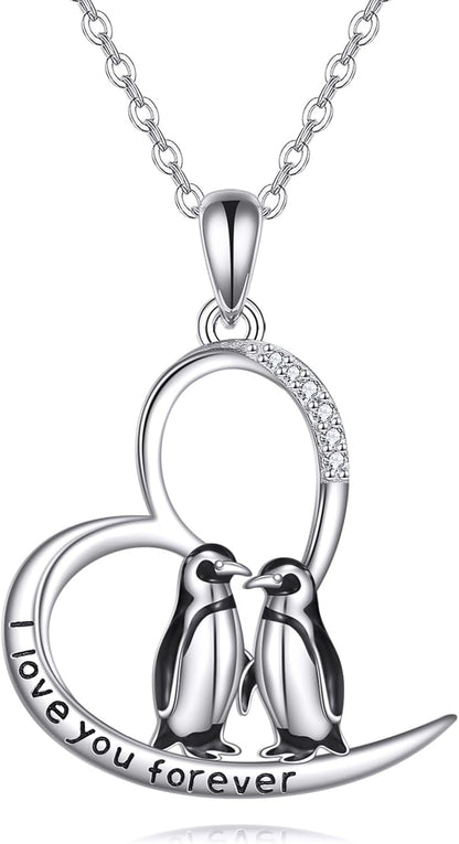 925 Sterling Silver Penguin Pendant Necklace