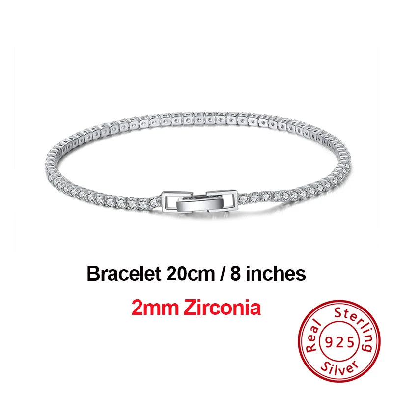 4Mm round Cut Tennis Bracelet in 925 Sterling Silver White Gold Woman Men Bracelets Bangle Jewelry Hand Chain SB94