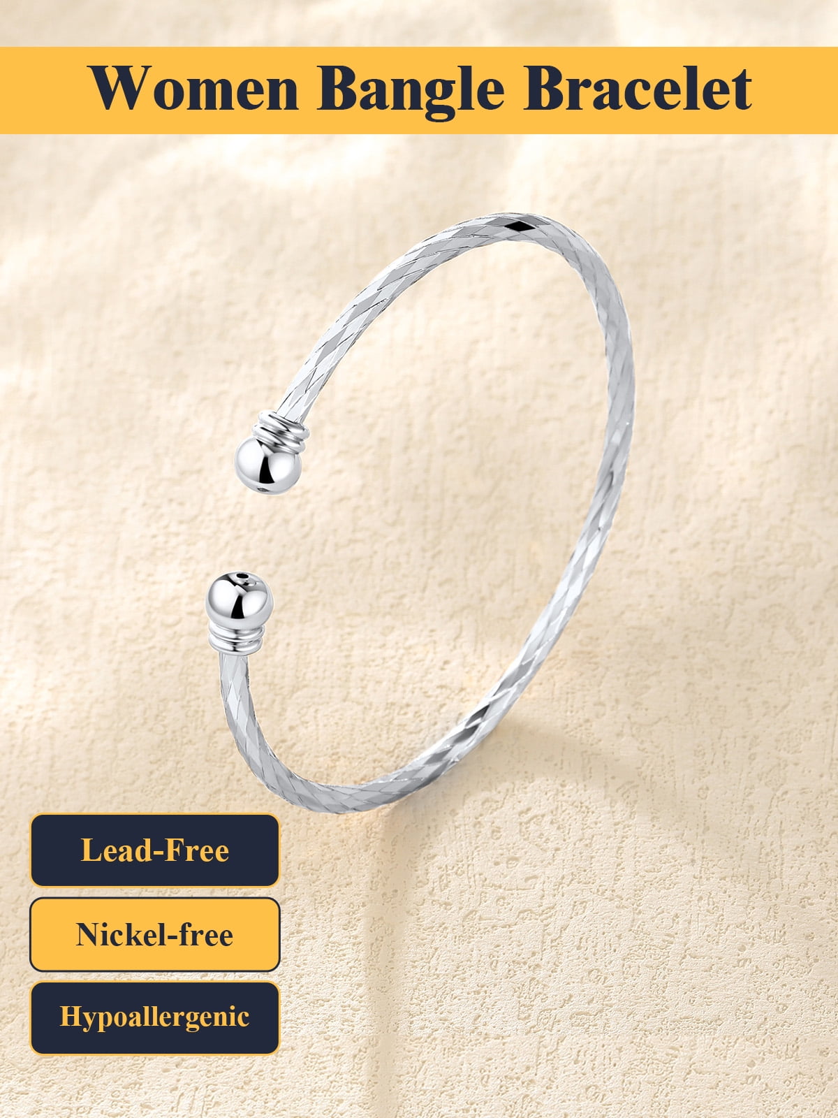 Women Twisted Silver Cuff Bangle Open Bracelet Fashion Bangle Adjustable Hand Braclet Solid Jewelry Birthday Gift