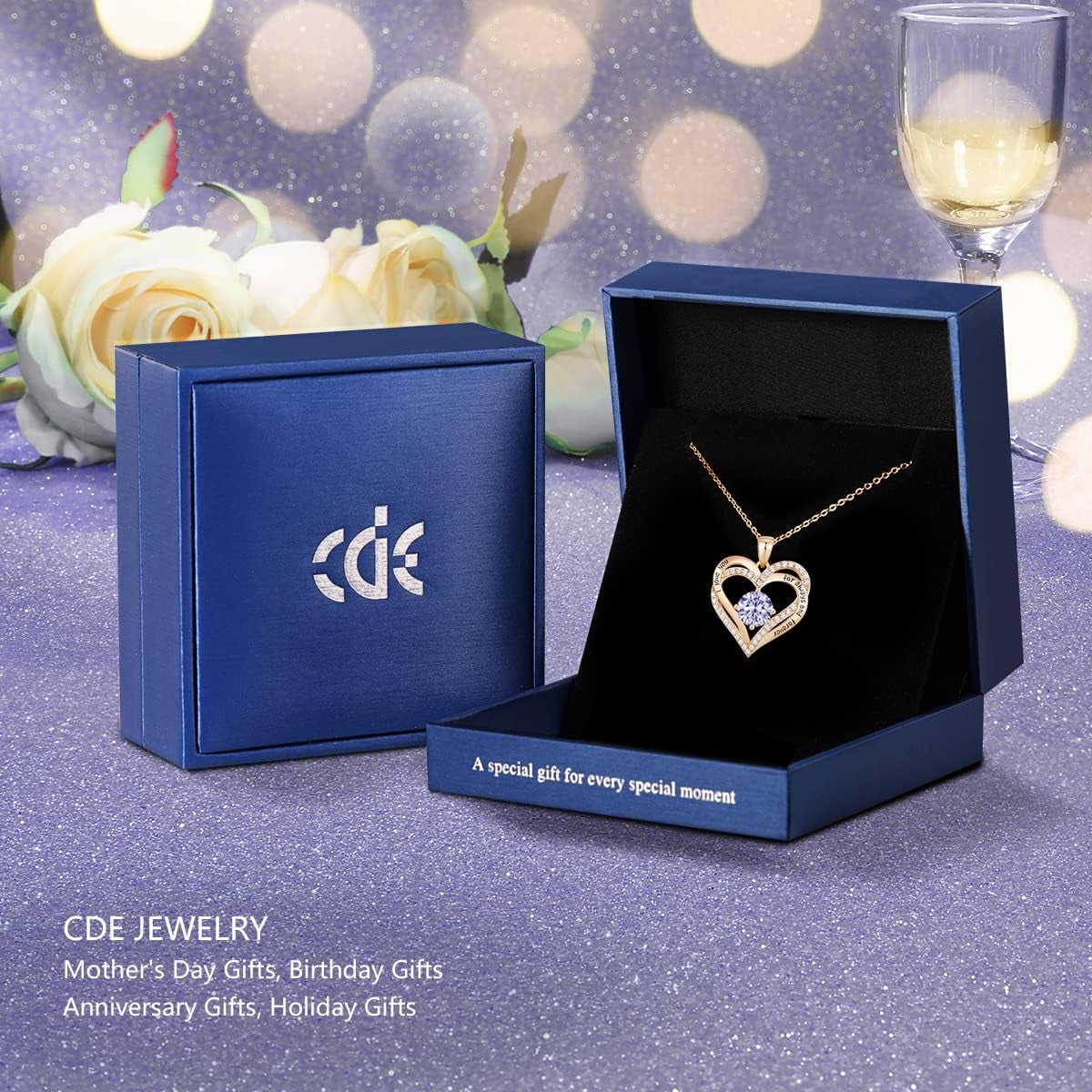Forever Love Heart Necklaces for Women, Wedding Anniversary, Birthday Mothers Day Gifts for Mom, Mother, Wife, Girlfriend, S925 Silver Jewelry with Birthstone Pendant