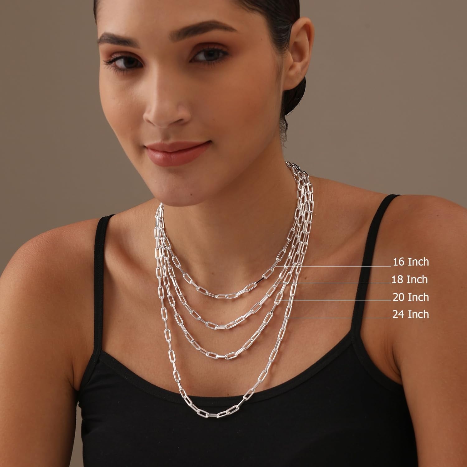 925 Sterling Silver Chain Necklace for Womens, Lightweight 3MM Italian Paperclip Link Chain Necklace 16" Inch Jewelry Gifts for Women