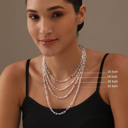 925 Sterling Silver Chain Necklace for Womens, Lightweight 3MM Italian Paperclip Link Chain Necklace 16" Inch Jewelry Gifts for Women