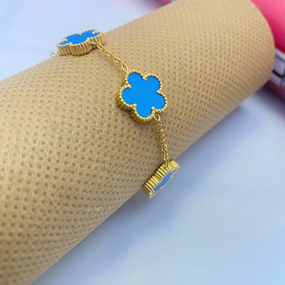 Clover Women'S Hand Bracelets Flower Mothers Day Double Sided Stainless Steel Bracelet Charm Fashion Jewelry Accessories Gifts