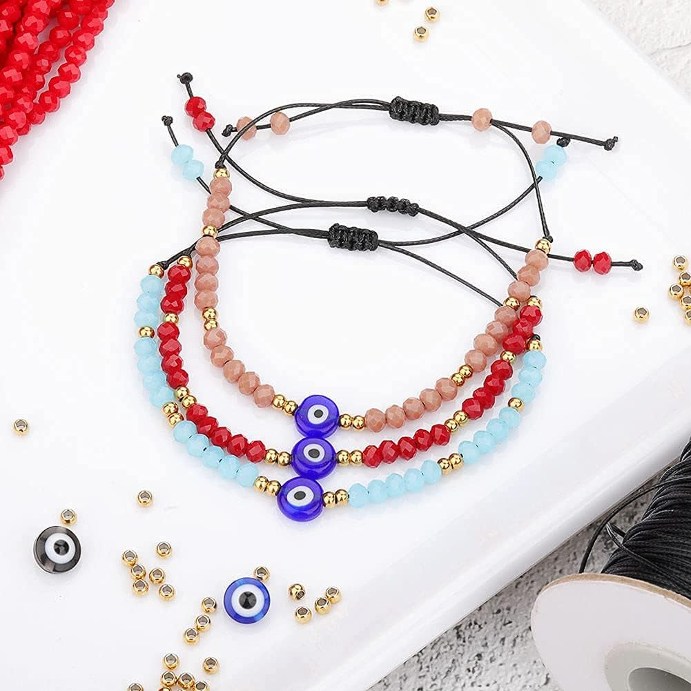 Dainty Hand Made Beaded Nazar Evil Eye Bracelet Adjustable String Amulet for Women Men