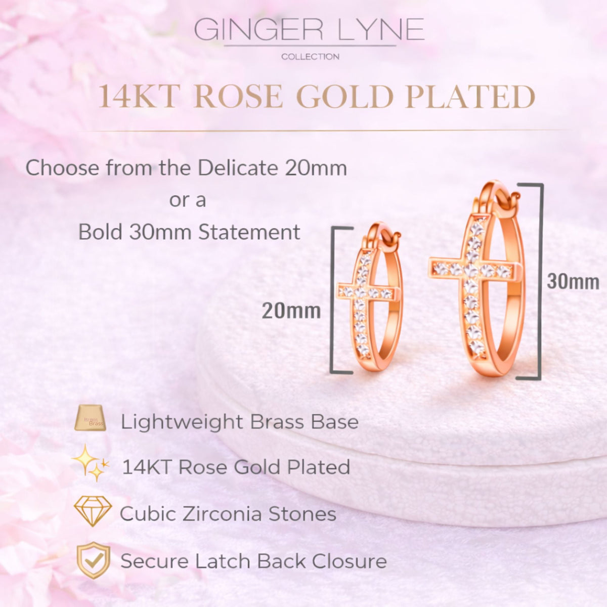 Cross Hoop Earrings for Women Cubic Zirconia