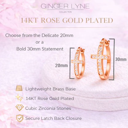 Cross Hoop Earrings for Women Cubic Zirconia