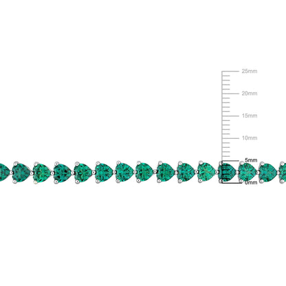 Women'S Created Emerald Sterling Silver Tennis Bracelet