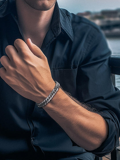 Silver Cuban Link Chain Bracelets Men Stainless Steel 8Mm Franco Chain Bracelet for Son Husband Father'S Day Hand Bracelet Jewelry Birthday Teen Graduation Gifts 7.5 Inch