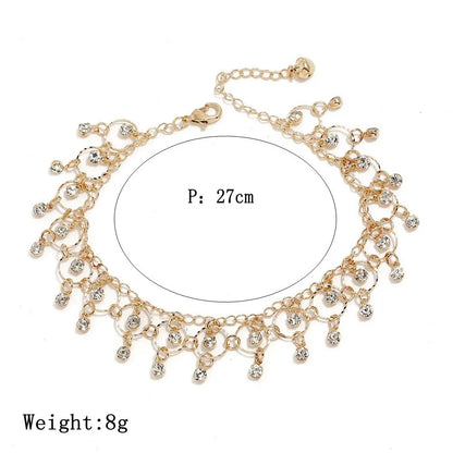 New Fashion Summer Beach Foot Chain Jewelry for Women Exquisite Gold Silver Color Shiny Rhinestones Ankle Bracelets Anklet