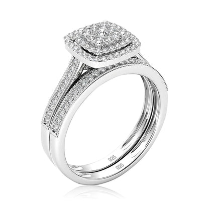2Pcs Moissanite Ring Set for Woman Original 925 Silver Wedding Jewelry Luxury Engagement Ladies Anniversary Gift Trend