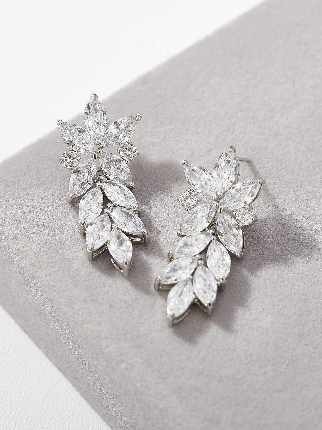 Marquise Wedding Earrings for Brides, Bridal Bridesmaid Earrings for Wedding, Cubic Zirconia Dangle Drop Earrings for Women