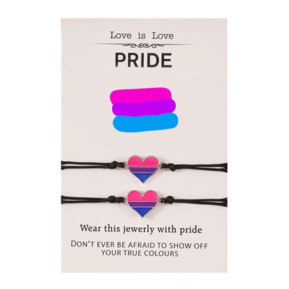 2Pcs Promise Love Heart Rainbow Strand Bracelets Set Lovely Stretchable Bracelet for Women Girls Couple Friendship