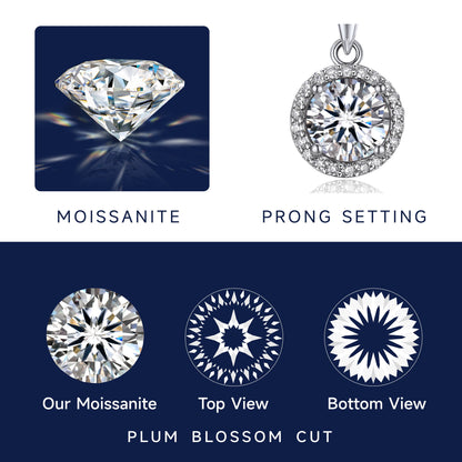 1 Carat round Cut Moissanite Solitaire Pendant Necklace for Women Birthday Valentine'S Day Gifts for Her