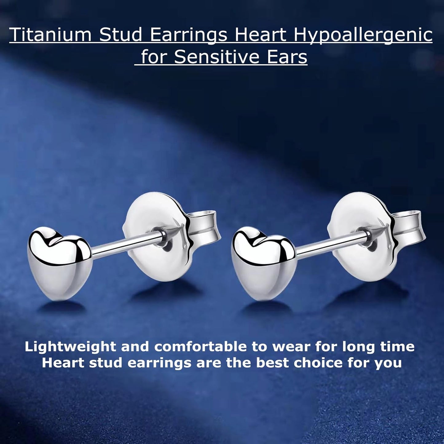 Titanium Earrings Tiny Dot/Heart/Triangle Stud Earrings, Hypoallergenic for Sensitive Ears Women Men, Premium High Polished (Shiny Grey)