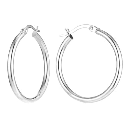 925 Sterling Silver Hypoallergenic Hoop Earrings 2.5MM Thick Italian Click-Top Classic Hoop Earrings Jewelry Gifts for Women 30MM