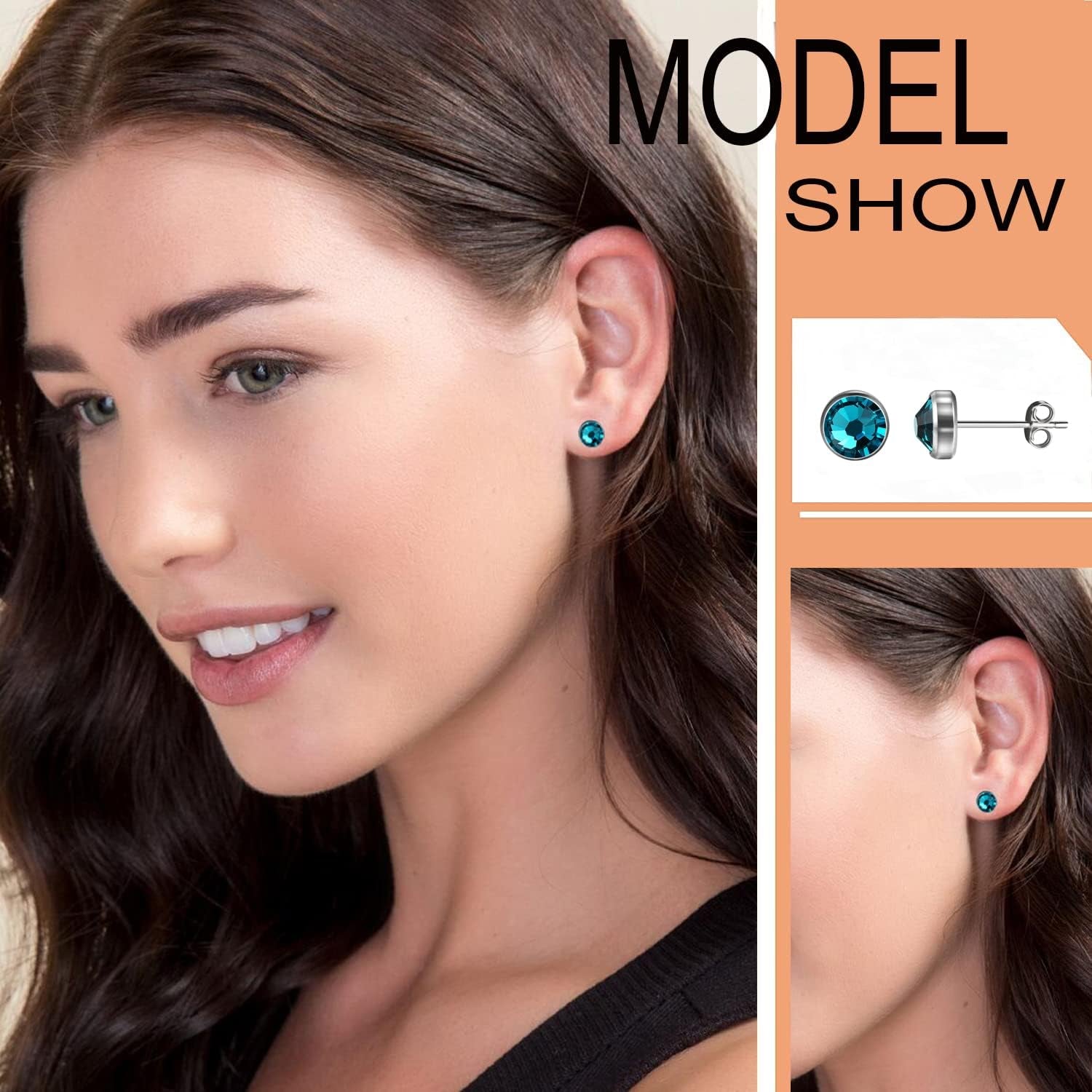 G23 Titanium Studs Earrings Hypoallergenic Earrings Women Stud Earrings Nickel Free Dainty Earrings for Sensitive Ears 3Mm/4Mm/5Mm Stone Size Options