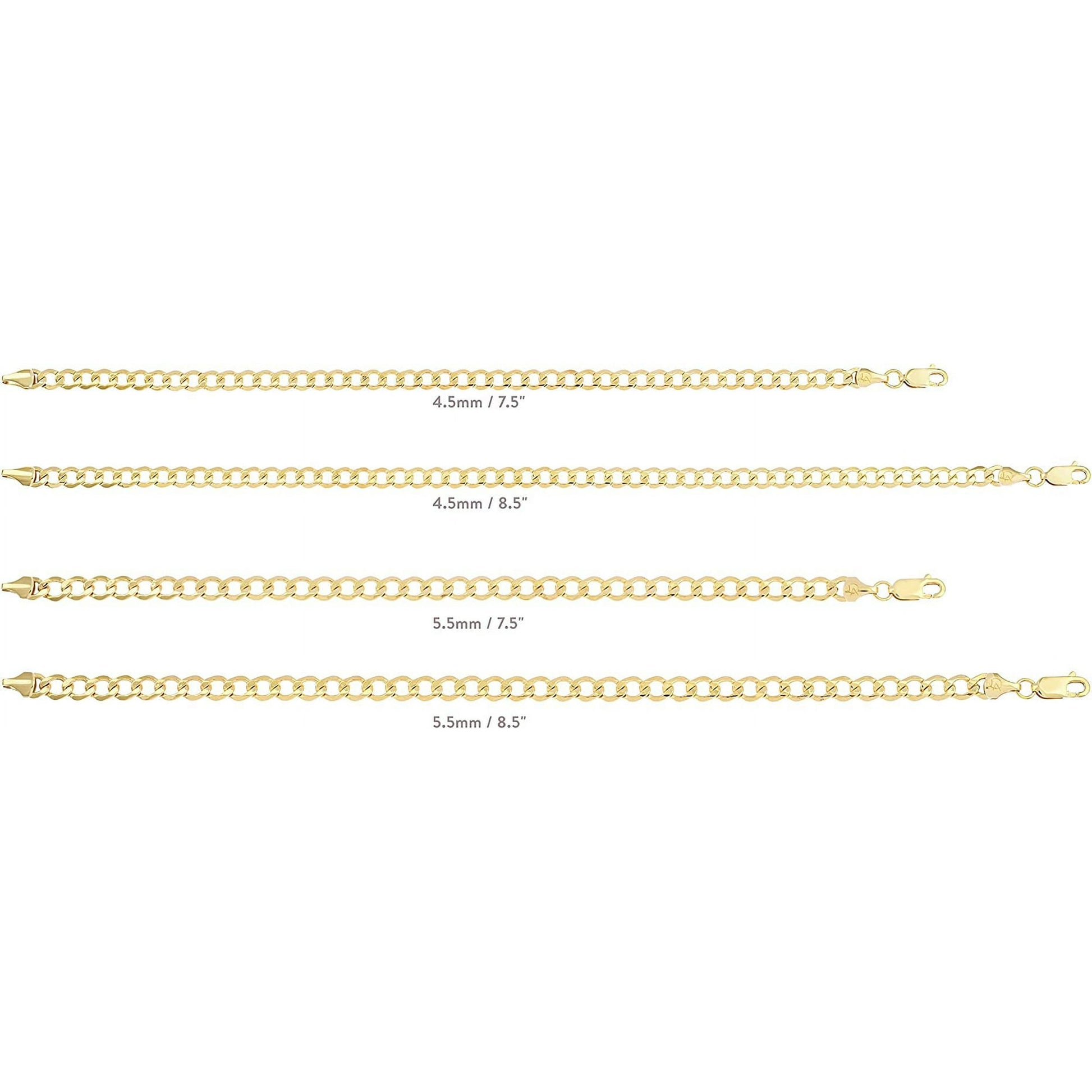 Gold Filled Chain Bracelet Collection - 14K Solid Yellow Gold Filled Miami Cuban Curb Link Chain Bracelets for Women and Men with Different Sizes (4.5Mm, 5.5Mm)