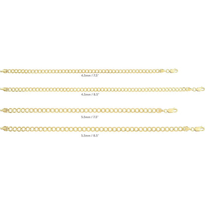 Gold Filled Chain Bracelet Collection - 14K Solid Yellow Gold Filled Miami Cuban Curb Link Chain Bracelets for Women and Men with Different Sizes (4.5Mm, 5.5Mm)