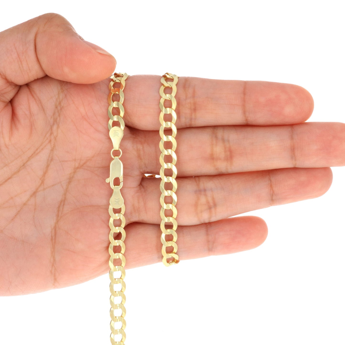 14K Real Yellow Gold Solid Cuban Curb Link 6Mm Chain Bracelet (7"-9") Italian Jewelry for Men & Women