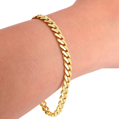 14K Real Yellow Gold Royal Monaco 6Mm Miami Cuban Link Bracelet (7"-9") Italian Jewelry for Men & Women