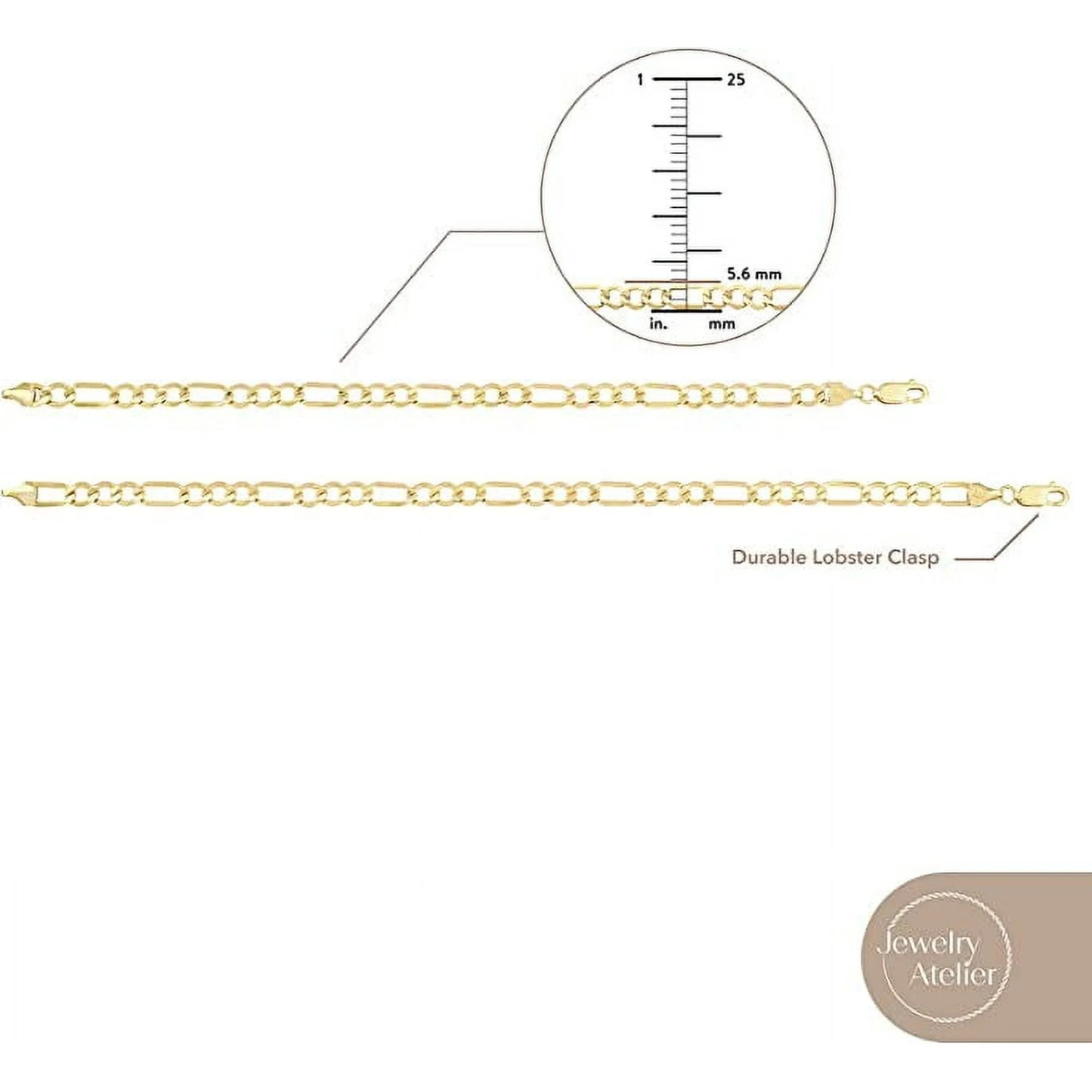 Gold Filled Chain Bracelet Collection - 14K Solid Yellow Gold Filled Figaro Chain Bracelets for Women and Men with Different Sizes (4.7Mm)