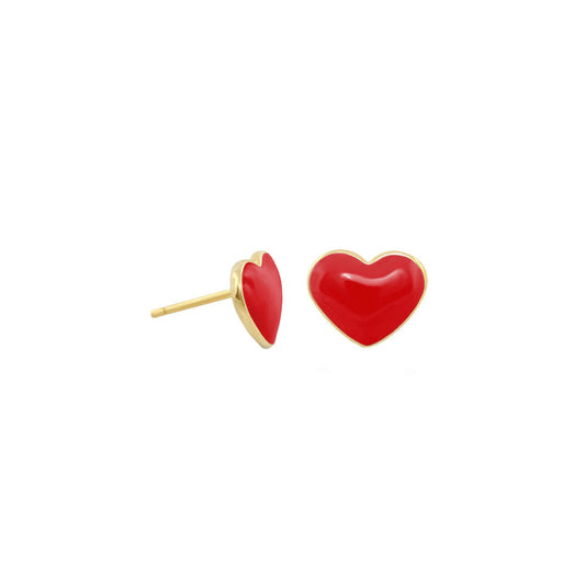 Enamel Stud Heart Earrings