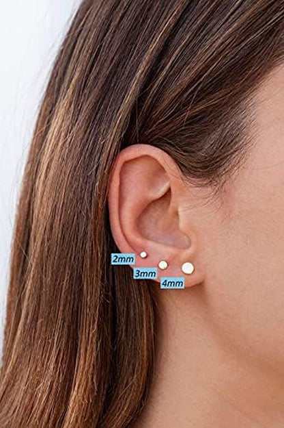 Sterling Silver Stud Earrings for Women, Tiny Flat Dot Earrings Set | Small Hypoallergenic Circle Stud Earrings | Dainty round Tragus Cartilage Studs for Men (2Mm/3Mm/4Mm)