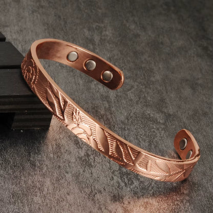 Magnetic Bracelets Rose Copper Adjustable Cuff Bangles Women Men Energy Jewelry Resizable Pain Relief for Arthritis