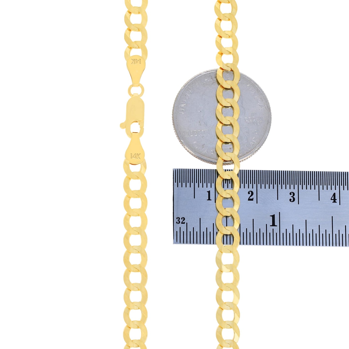 14K Real Yellow Gold Solid Cuban Curb Link 6Mm Chain Bracelet (7"-9") Italian Jewelry for Men & Women