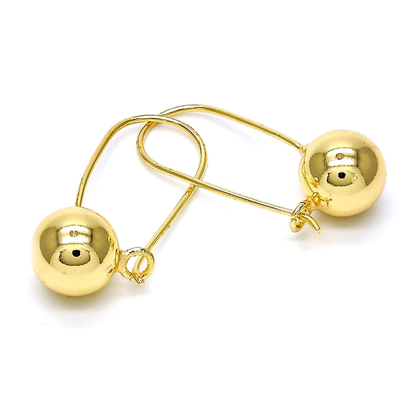 14K Gold Filled High Polish Finsh Leverback Earring, Ball Design, Polished Finish, Golden Tone
