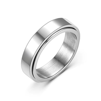 Anxiety Fidget Spinner Rings for Men 6Mm Smooth Stainless Steel Spinning Rotating Ring for Women anti Stress Jewelry Gift