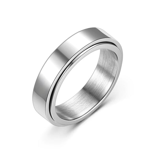 Anxiety Fidget Spinner Rings for Men 6Mm Smooth Stainless Steel Spinning Rotating Ring for Women anti Stress Jewelry Gift