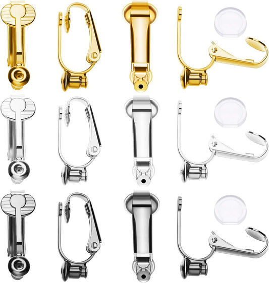 18 Pieces Clip-On Earrings Converter Components with Post for Non-Pierced Ears 3