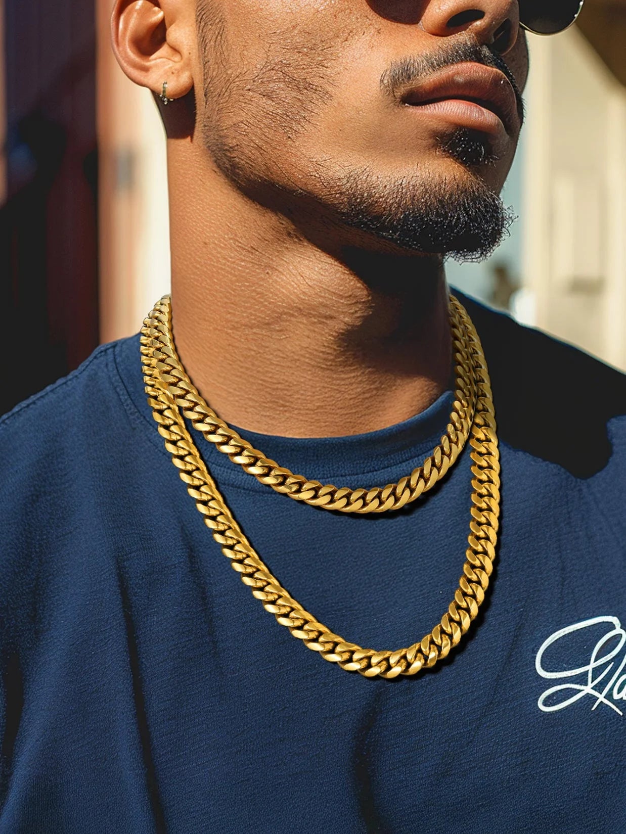 Mens Chains Cuban Link Necklaces 28 Inch 18K Gold Plated Neck Chain Mens Gifts for Dad