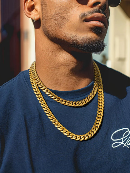 Mens Chains Cuban Link Necklaces 28 Inch 18K Gold Plated Neck Chain Mens Gifts for Dad