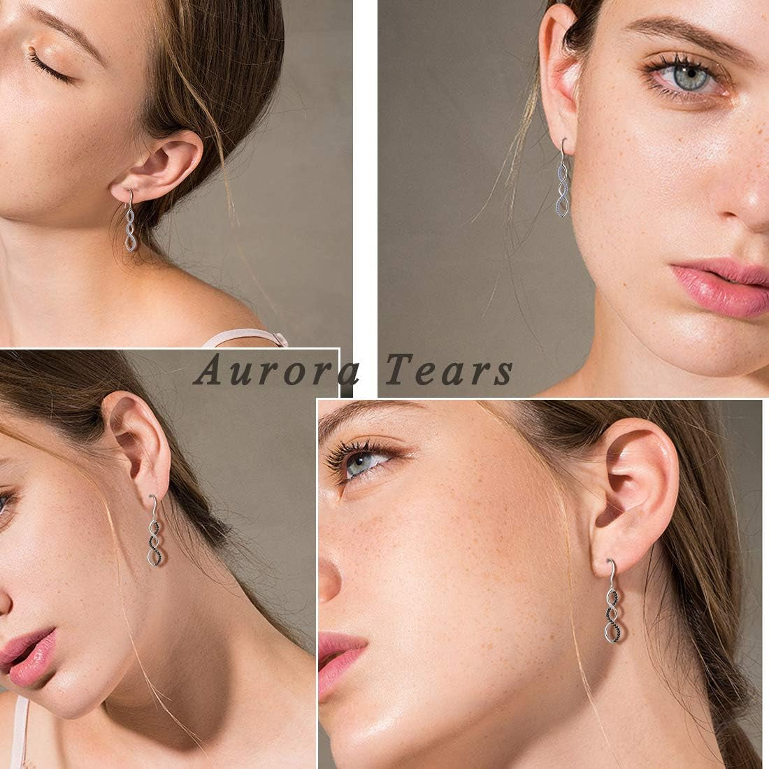 925 Sterling Silver Infinity Dangle Earrings Women Crystal Drop Earrings AAA+ Cubic Zirconia Hook Earrings Girls Dating Jewelry DE0062