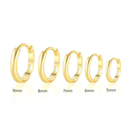 925 Sterling Silver Minimalist Huggie Earrings in Gold Plated