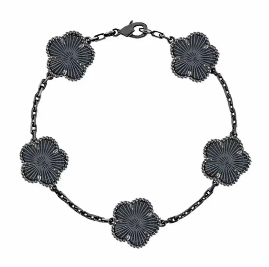 Clover Bracelet for Men and Women Jewelry Leaf Bracelets 18K Gold Silver Plate Agate Diamond Fashion Charm Chain Wedding Gift Party