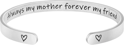 Gifts for Mom from Daughter Inspirational Motivational Encouragement Mothers Day Birthday Christmas Jewelry Gifts Bracelets for Women Engraved Always My Mother Forever My Friend