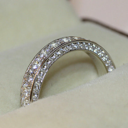 Gorgeous Silver Rings for Women Simulated White Sapphire Rings Jewelry Size 6-10