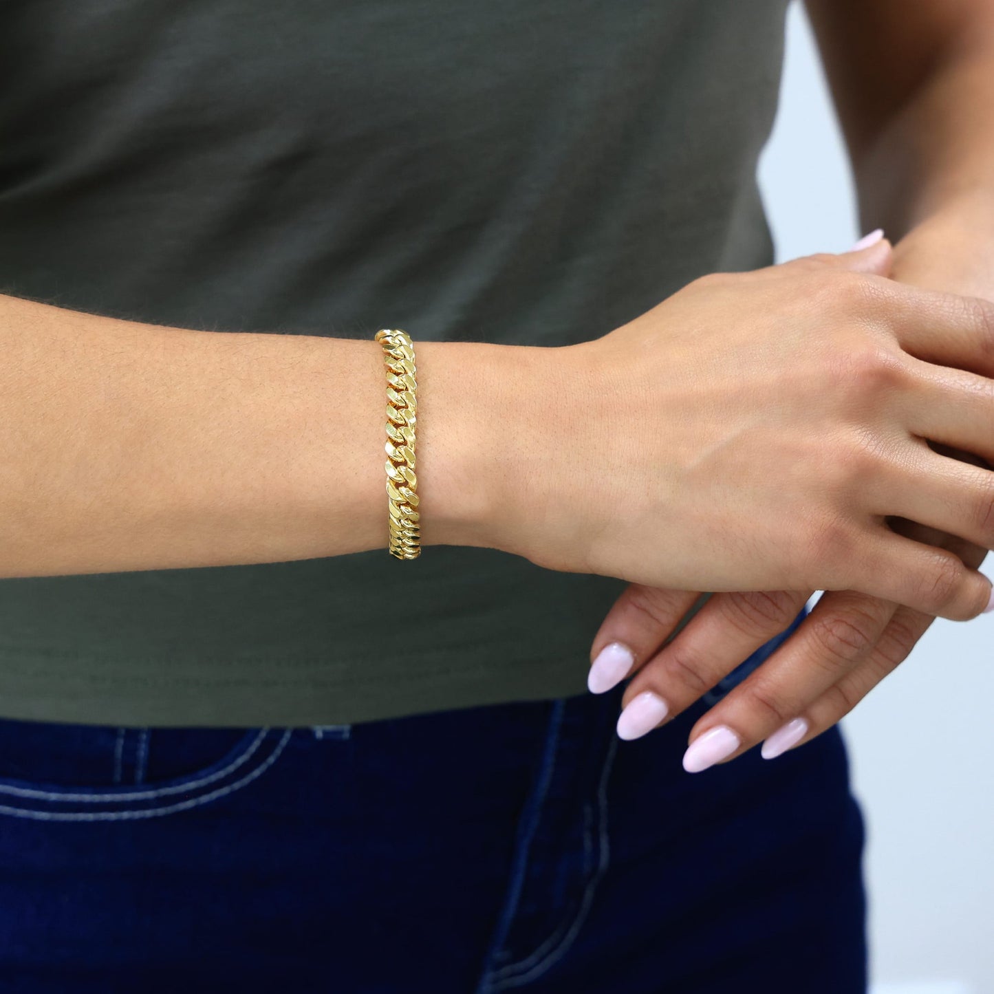 14K Real Yellow Gold Miami Cuban Link 7.5Mm Chain Bracelet (7"-9") Italian Jewelry for Men