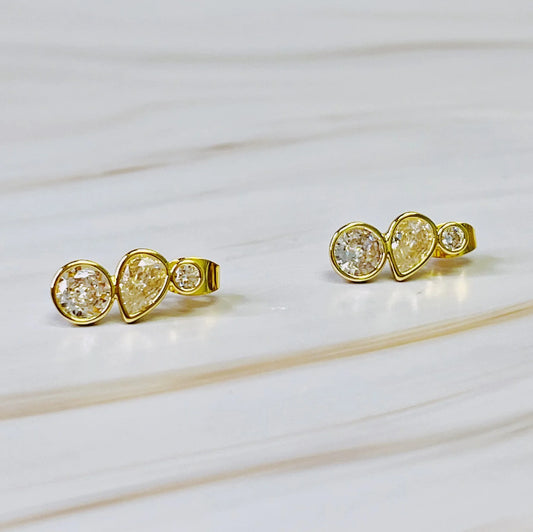 Mix Shape Bezel Shine Earrings