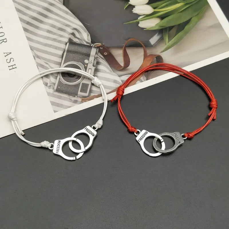 2 Pcs Handcuff Bracelet Set BBF Adjustable Rope Bracelet for Women Men Friendship Couple Bracelets Matching Bracelets