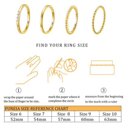 4PCS 14K Gold Filled Plated Rings for Women Mom Wife,Non Tarnish Knuckle Dainty Fashion CZ Ring Pinky Thin Thumb Stackable Ring Set Birthday Jewelry Gifts Size 6/7/8/9/10