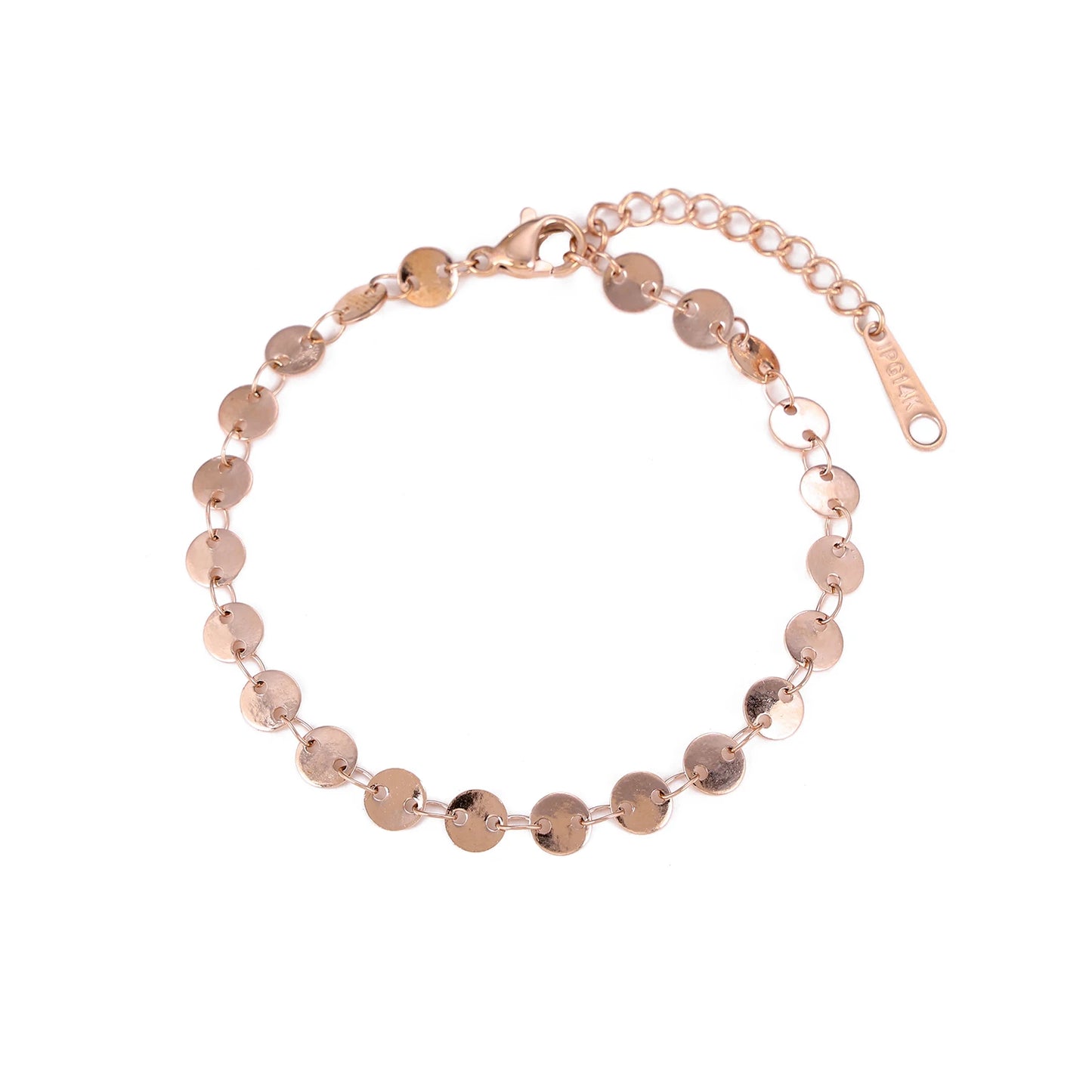 Popular Vintage Bracelet 18K Gold Plated Chain Stainless Steel Waterproof Handmade Disc round Bracelet for Women
