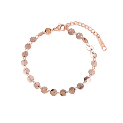 Popular Vintage Bracelet 18K Gold Plated Chain Stainless Steel Waterproof Handmade Disc round Bracelet for Women