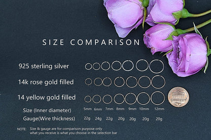 6Mm Tiny Hoop Earrings for Upper Ear, Small Cartilage Hoop Earrings in Sterling