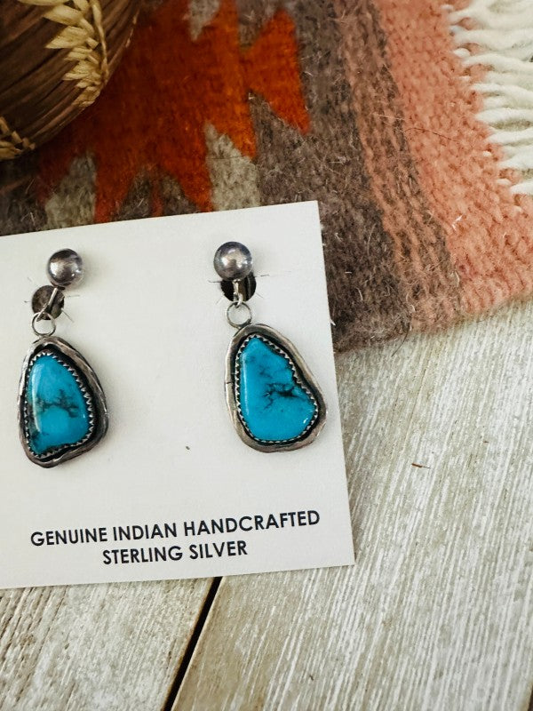 Navajo Sterling Silver & Turquoise Dangle Earrings